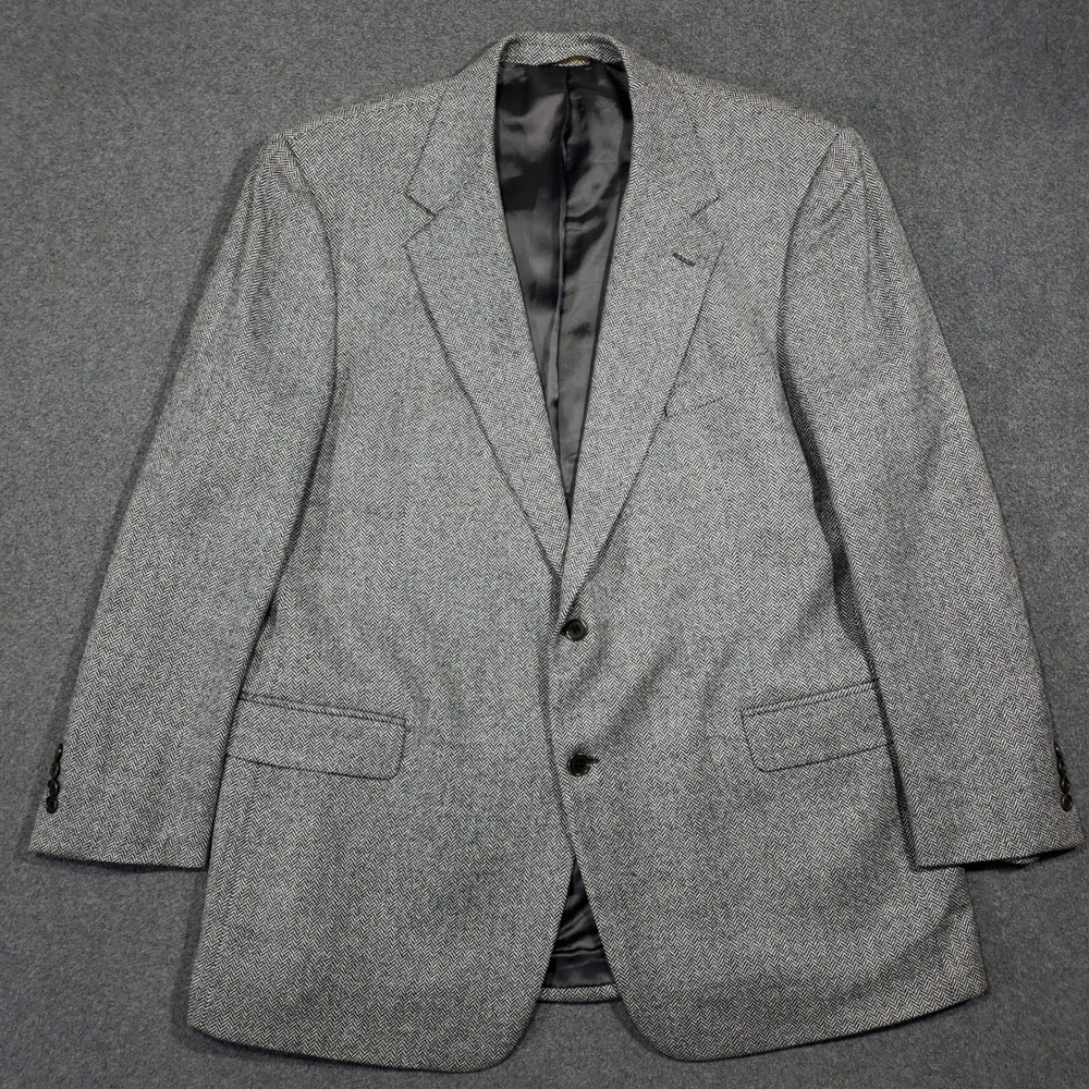 Brooks Brothers Blazer Men 46R Gray Lambswool Herringbone Sport Coat Italy‎ Made